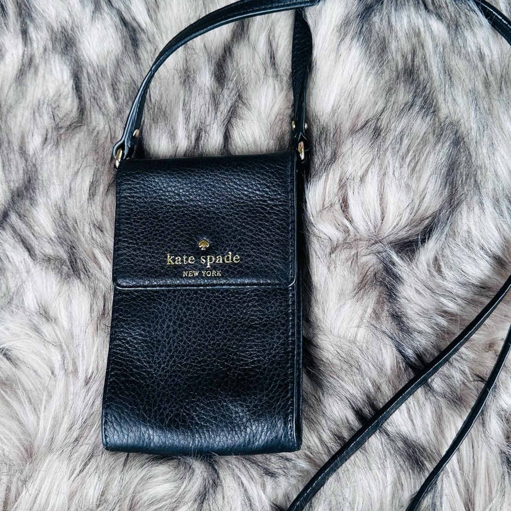 kate spade Black Pebbled Leather Mini Crossbody Bag